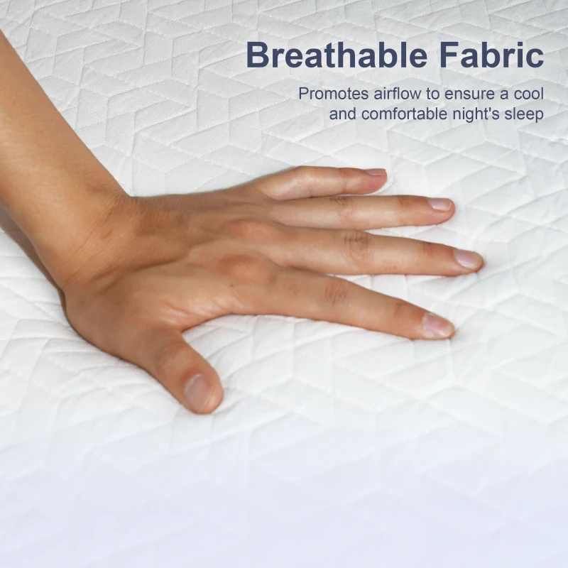 Materac HOMCOM 90x200 cm, Wysokość 25 cm, Ergonomiczny Materac Sprężynowy z Pianką Memory, 7-Strefowy, Stopień Twardości H3, Certyfikaty Oeko-TEX & CertiPUR