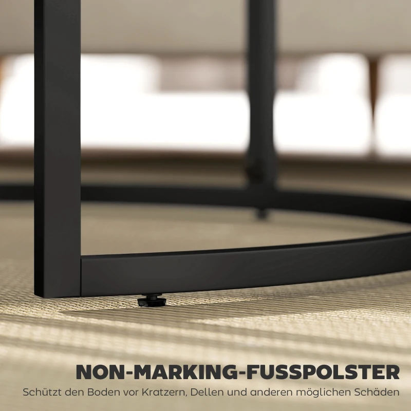 HOMCOM Stolik kawowy 2 szt, Stolik pomocniczy z metalowym stelażem, Stolik do salonu, sypialni, Szary