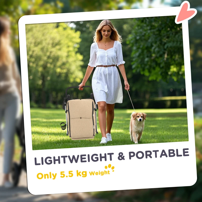 Wózek dla psa i kota, składany, do 10 kg, Khaki