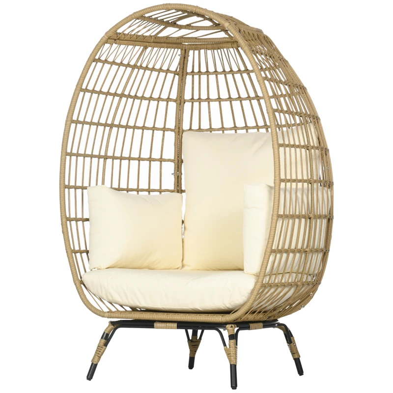 Fotel rattanowy z poduszką, metalowa konstrukcja, ogrodowy