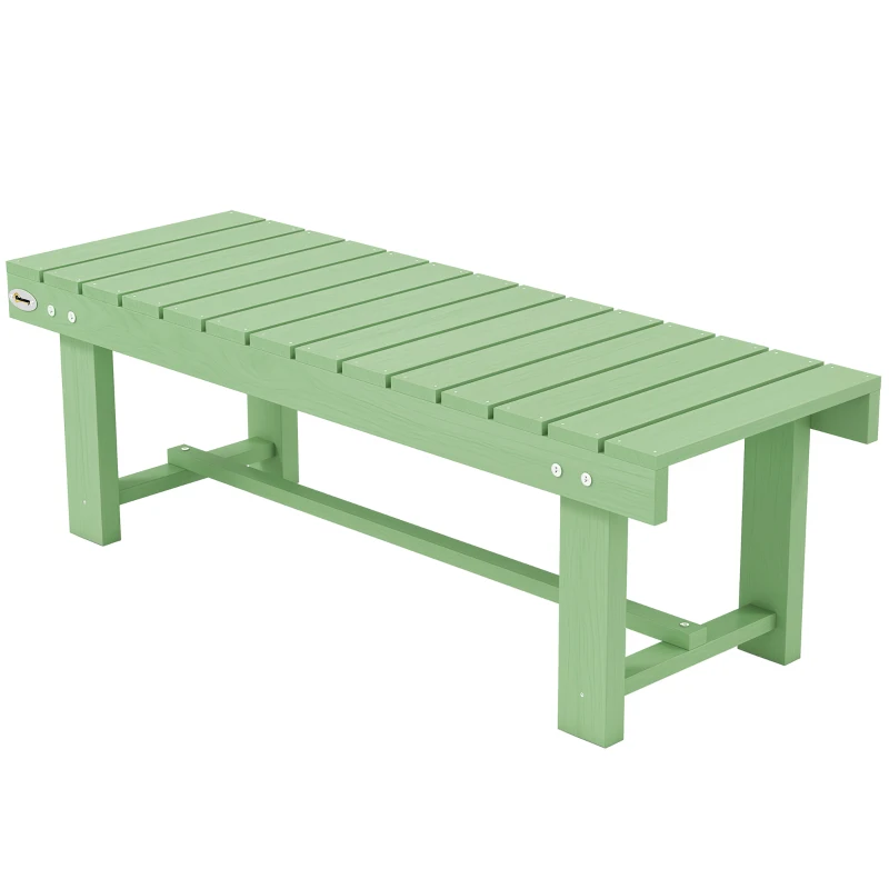 Outsunny Wooden Garden Bench, Backless Outdoor Loveseat with Slatted Seat, Light Green