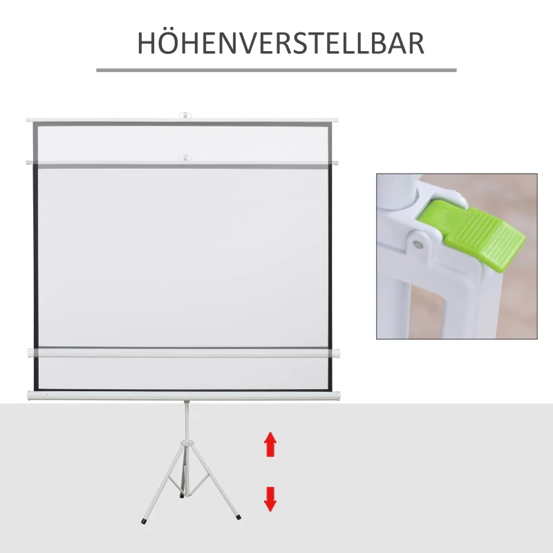 HOMCOM Ekran projekcyjny w formacie 4:3, ekran kinowy, powierzchnia do prezentacji w domu lub biurze, Biały