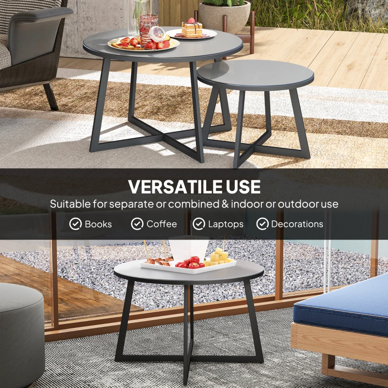 Stolik boczny 2 szt. okrągły, składany, na balkon, wodoodporny