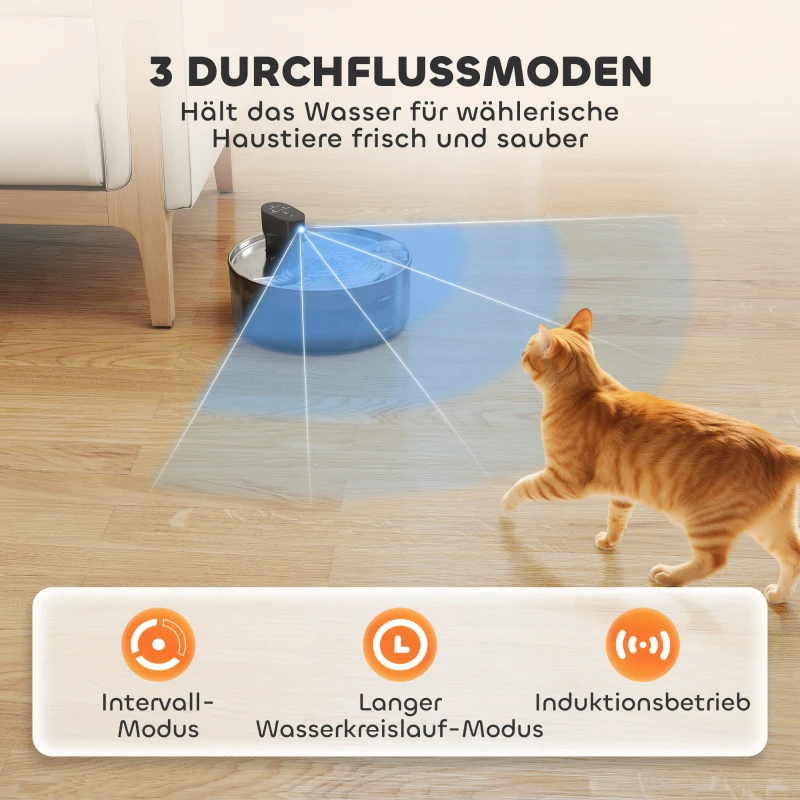 PawHut 7L Pet Water Fountain, Automatic Cat and Dog Water Dispenser with LED Indicator, Quiet Pump, 3-Stage Filtration, for Cats, Dogs, Multiple Pets, Black