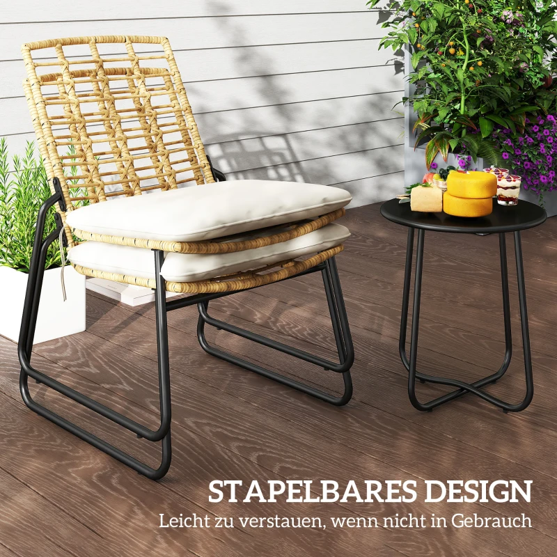 Zestaw mebli ogrodowych z rattanu, dla 2 osób, balkonowy