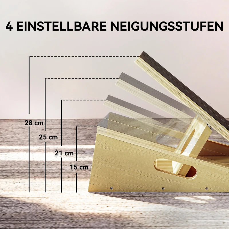 SPORTNOW schuine plank voor ontlastende oefeningen, 4 verstelbare hoeken, antislip, hout