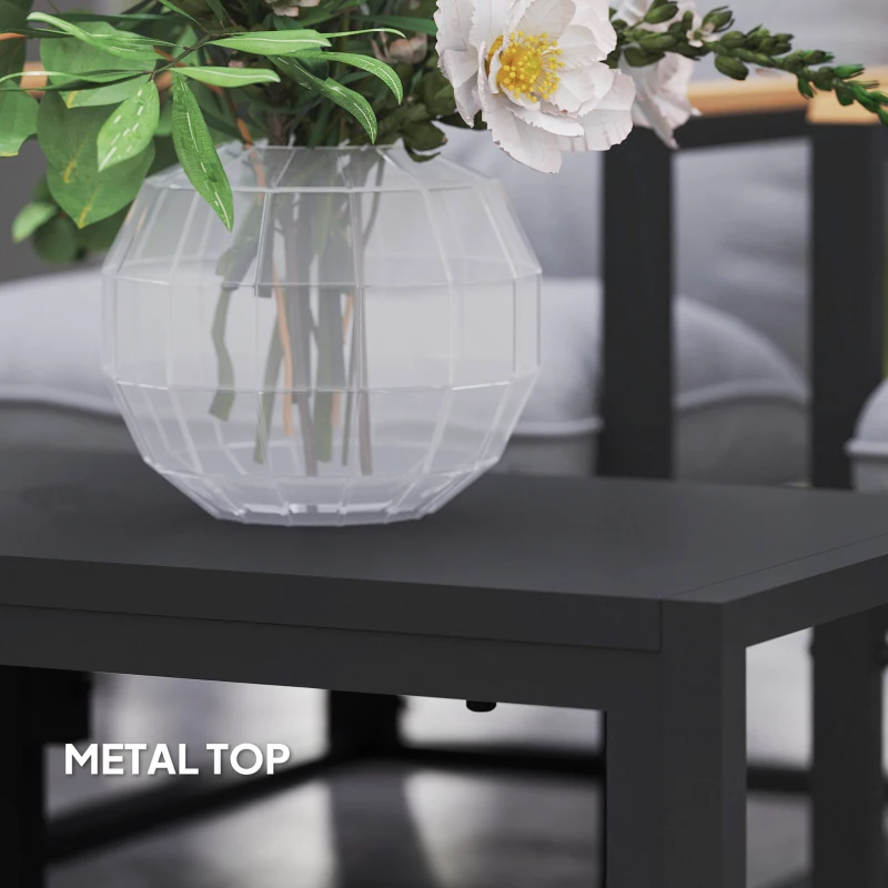 Outsunny Garden Furniture Set, 4 Piece Indoor Outdoor Conservatory with Loveseat Sofa, Armchairs, Metal Top Coffee Table, Cushions for Balcony, Poolside, Patio, Light Grey