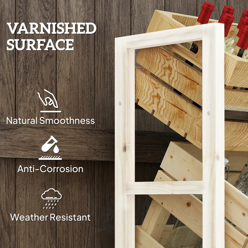 Regał na 3 skrzynki na napoje, drewniany, praktyczny, solidny