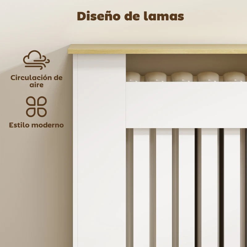 HOMCOM Cubre Radiadores con Zapatero Cubierta para Radiador con 2 Cajones Abatibles 152x19x81 cm Blanco