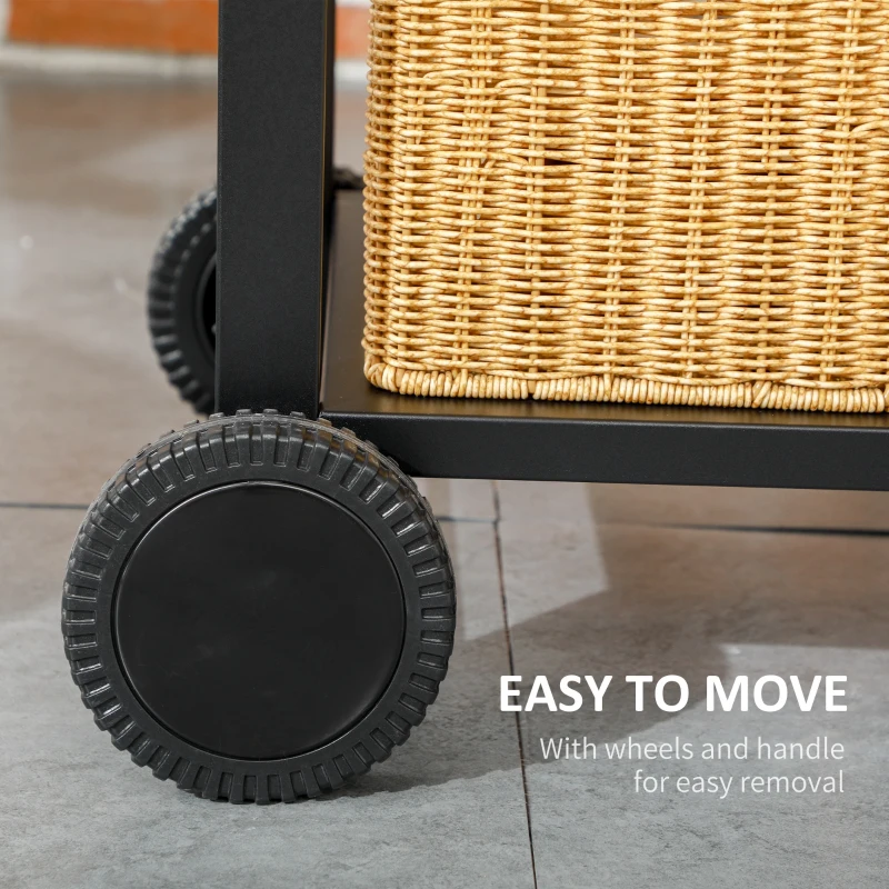 Outsunny Grill węglowy, Grill biwakowy z dwoma rusztami grillowymi, składane boczne stolik, wózek grillowy z półką, uchwyt do grilla, stal nierdzewna, czarny, 120 x 64 x 114 cm