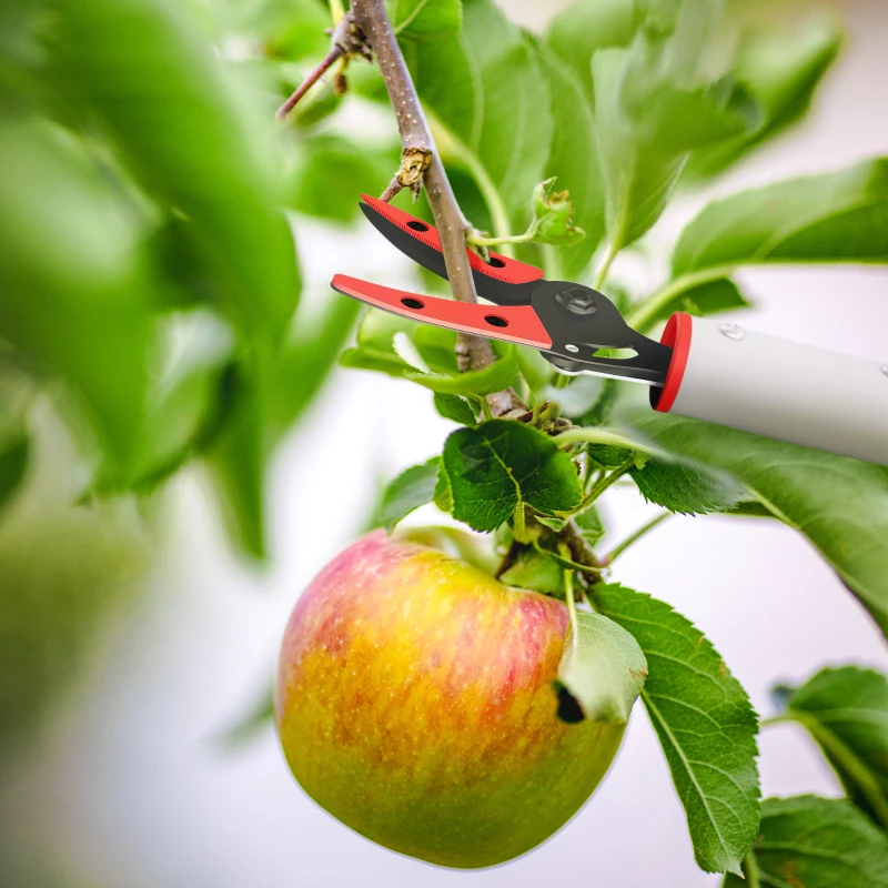 Outsunny Nożyce do drzew 1,2m z mechanizmem blokującym do cięcia i trzymania, nożyce ogrodowe z aluminiową rączką, długie nożyce do gałęzi, do cięcia gałęzi i zbierania owoców