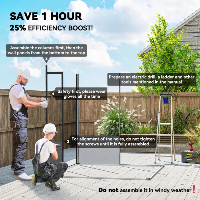 Domek narzędziowy z tworzywa, 3,24m³, 190x191x215cm, dach pulpitowy