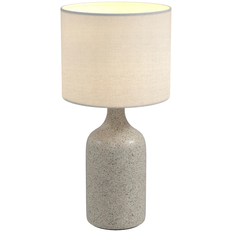HOMCOM Lampa Stołowa, Vintage Lampa Nocna, Lampa Biurkowa z Ceramiczną Podstawą, Abażurem z Płótna, Przełącznikiem na Przewodzie, E27, do Sypialni Salonu, Piaskowy Brąz + Biały
