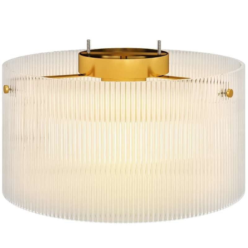 HOMCOM Clear Ceiling Light Fixture, Minimalist Semi Flush Mount Modern LED Ceiling Lamp for Living Room, Hallway, Dining Room, Kitchen