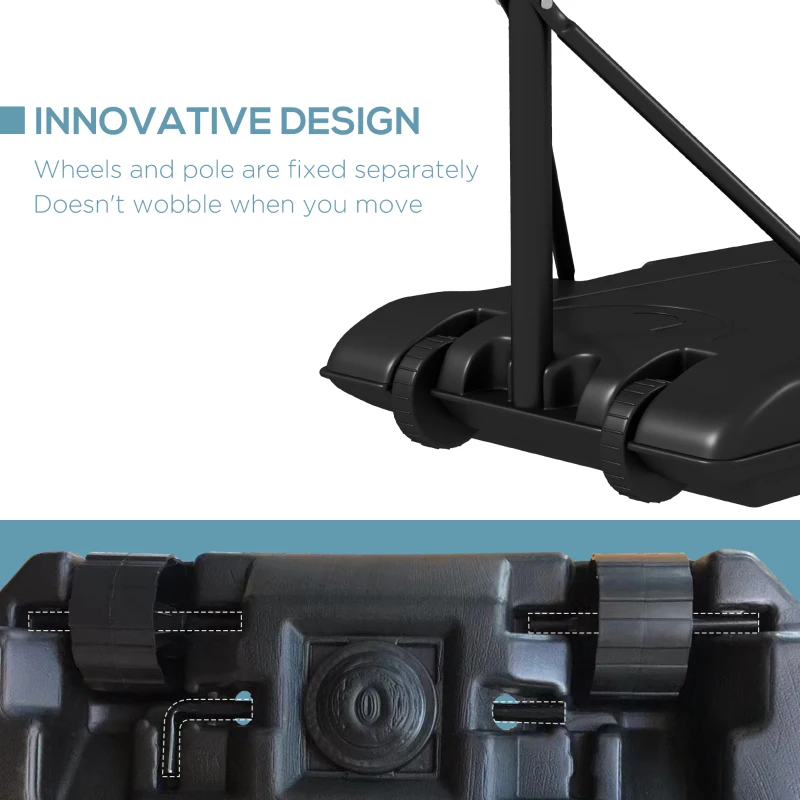 SPORTNOW Stojak do Koszykówki z Regulowaną Wysokością i Kołami, Niełamliwa Tablica Wyników, 220-250 cm, dla Dorosłych, Stalowy