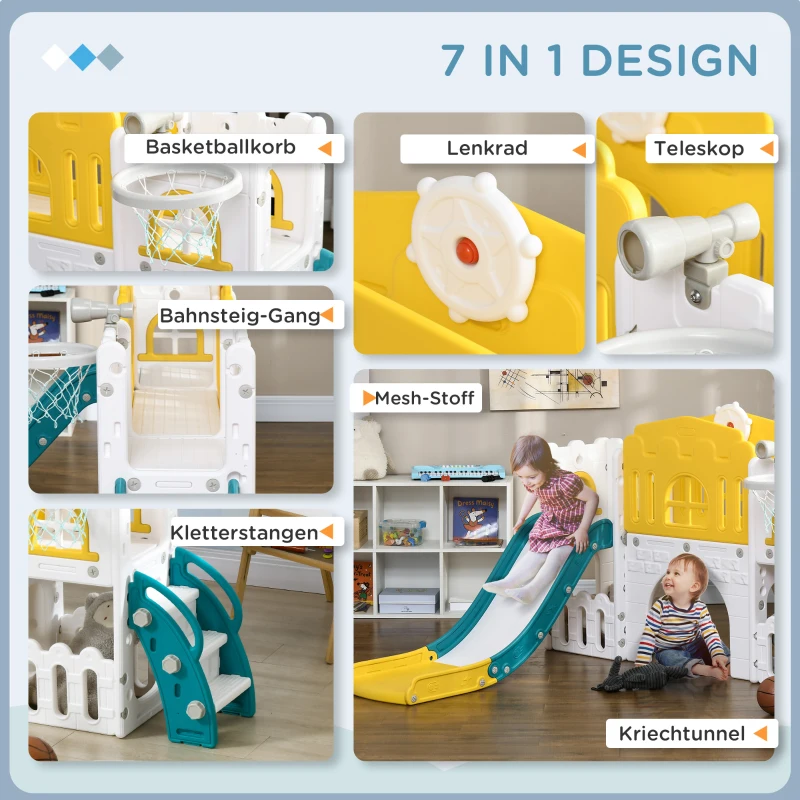 Zjeżdżalnia dla dzieci 7w1 z koszem, 1-3 lata