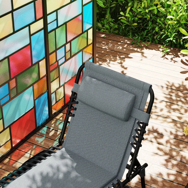 Leżak ogrodowy składany z poduszką i kieszenią boczną