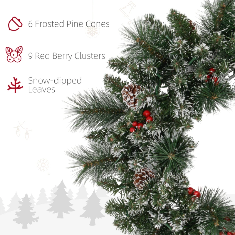 Sztuczny wieniec świąteczny z lampkami LED, na drzwi