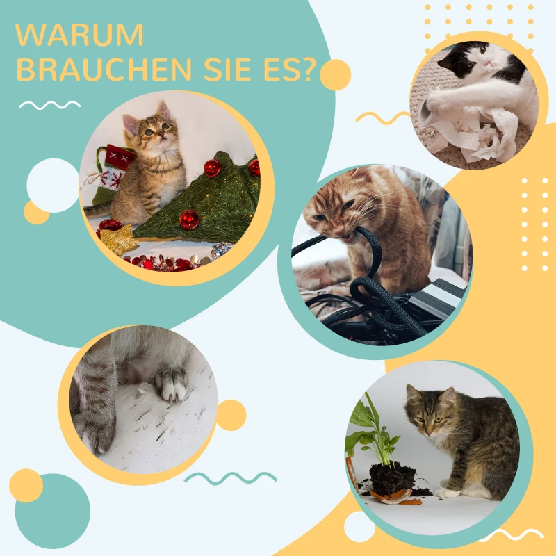 Deska do drapania PawHut z piłką, interaktywna drewniana zabawka dla kota, podkładka do drapania sizalu, ochrona przed zarysowaniami sofy, brązowa+kremowa biel, średnica 40 x 4,5 cm