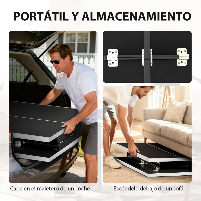 SPORTNOW Mini Mesa de Ping-Pong Plegable con Red 2 Raquetas y 3 Pelotas para Interior y Exterior 152x76x70 cm Negro