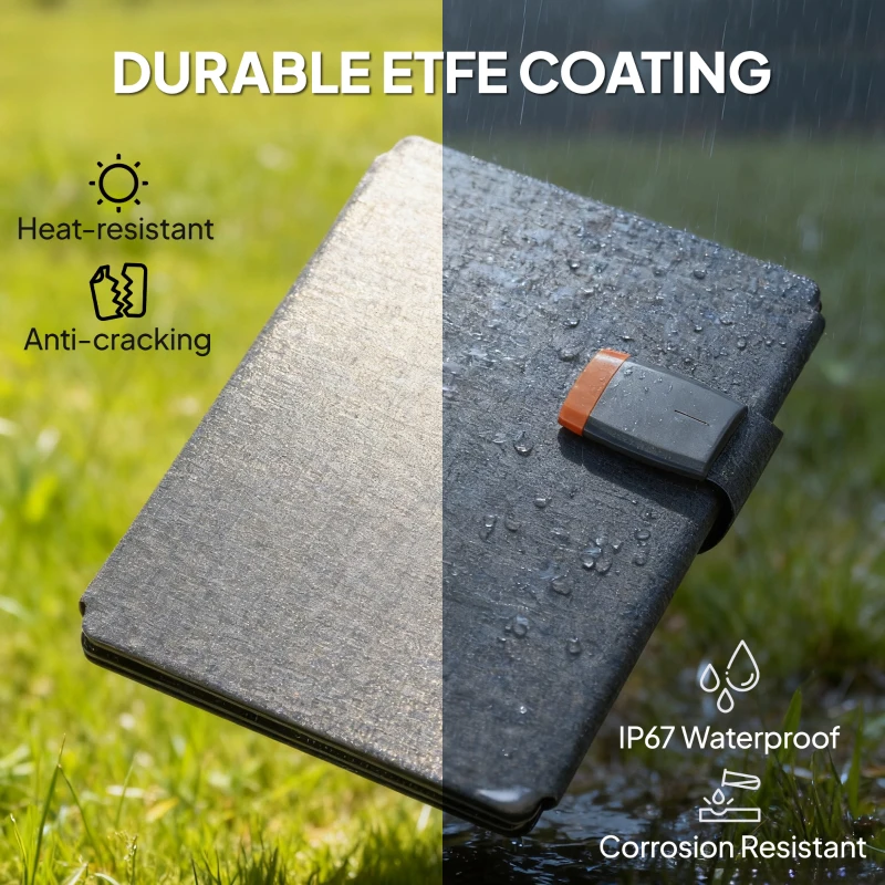 Składany Panel Słoneczny HOMCOM 36W 13,2V, Przenośna Ładowarka Słoneczna z USB-A, Typ-C, Torba, Wodoodporna IP67, do Ogrodu, Kempingu, Wędrówek