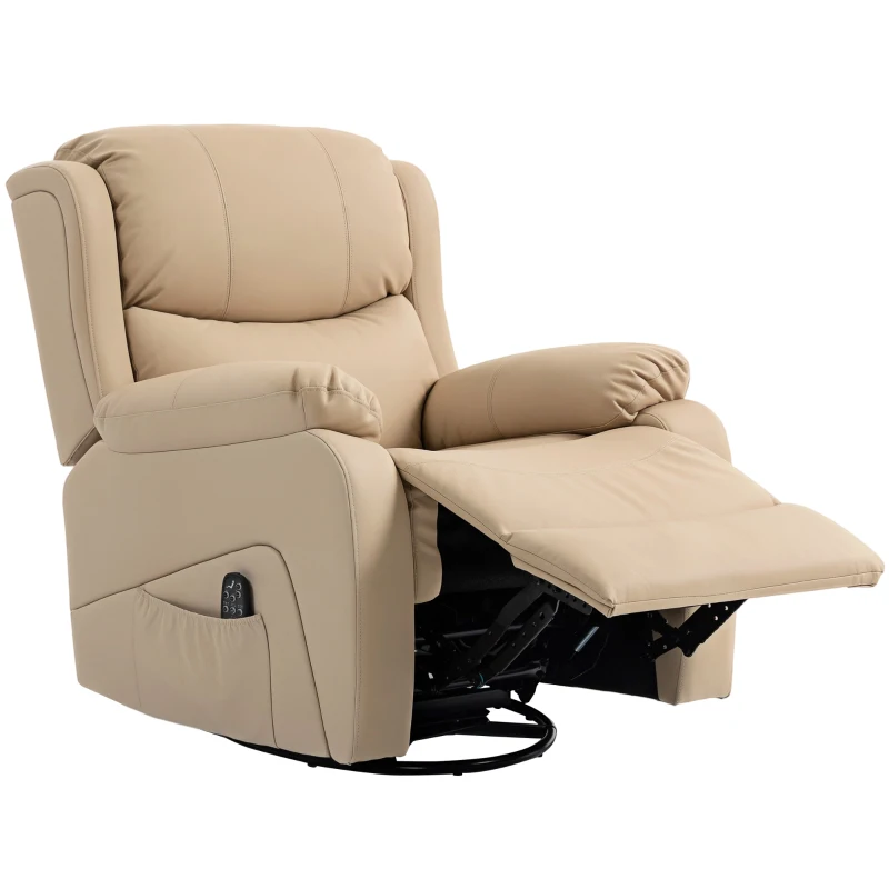 HOMCOM Verstellbarer Relaxsessel mit 8 Massagepunkten, Heizfunktion und Fußstütze, 87x97X100 cm, Beige