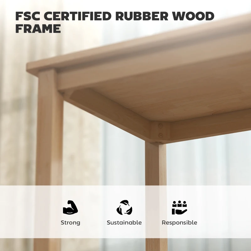 HOMCOM Zestaw stołowy z 2 krzesłami oszczędzający miejsce, kompaktowy dla małych przestrzeni, jadalnia, kuchnia, naturalne drewno