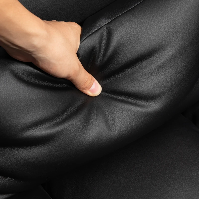 HOMCOM Krzesło Biurowe, Ergonomiczny Fotel Biurowy z Funkcją Leżenia, Poduszka Lędźwiowa, Regulowany, z Podnóżkiem, Obrotowy, do Domowego Biura, Ekoskóra, Czarny