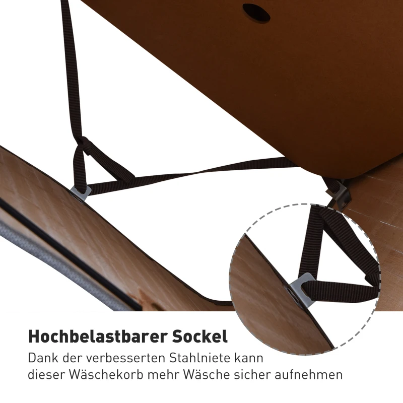 Kosz na pranie bambusowy 70L z pokrywą i uchwytami, szary