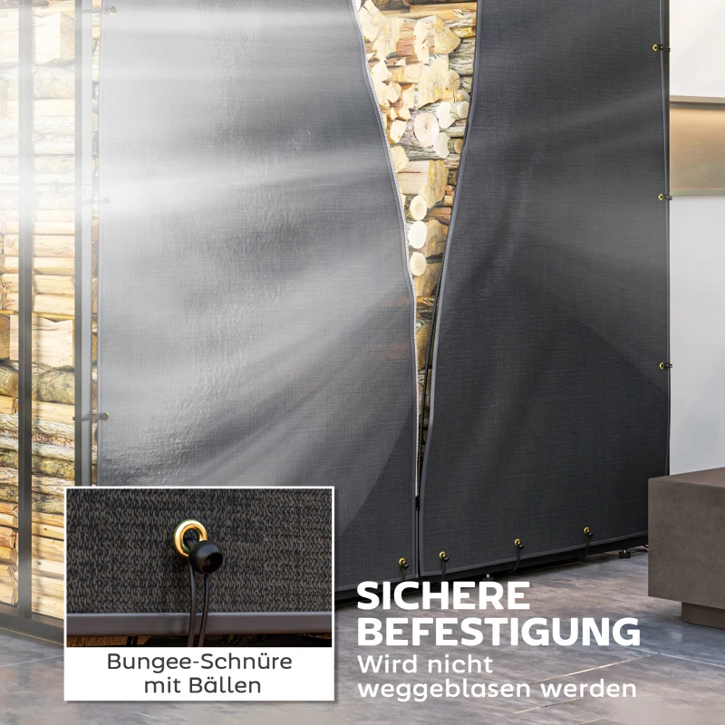 Outsunny Two Pieces Firewood Log Rack Covers, 600D Oxford Fabric Outdoor Log Storage Rack Cover Set, 5.7-Feet Log Protection Covers, Water, Dust and UV Protection, Black