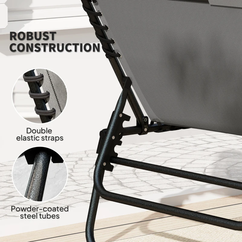 Leżak ogrodowy składany z poduszką i kieszenią boczną