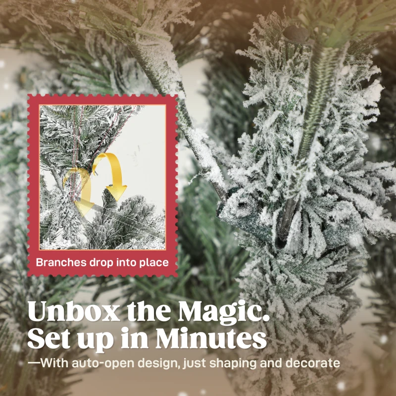 HOMCOM Sztuczna Choinka, 180 cm Choinka ze Sznem, 1815 Gałęzi, Sosna z Składanym Metalowym Stojakiem, Zielony