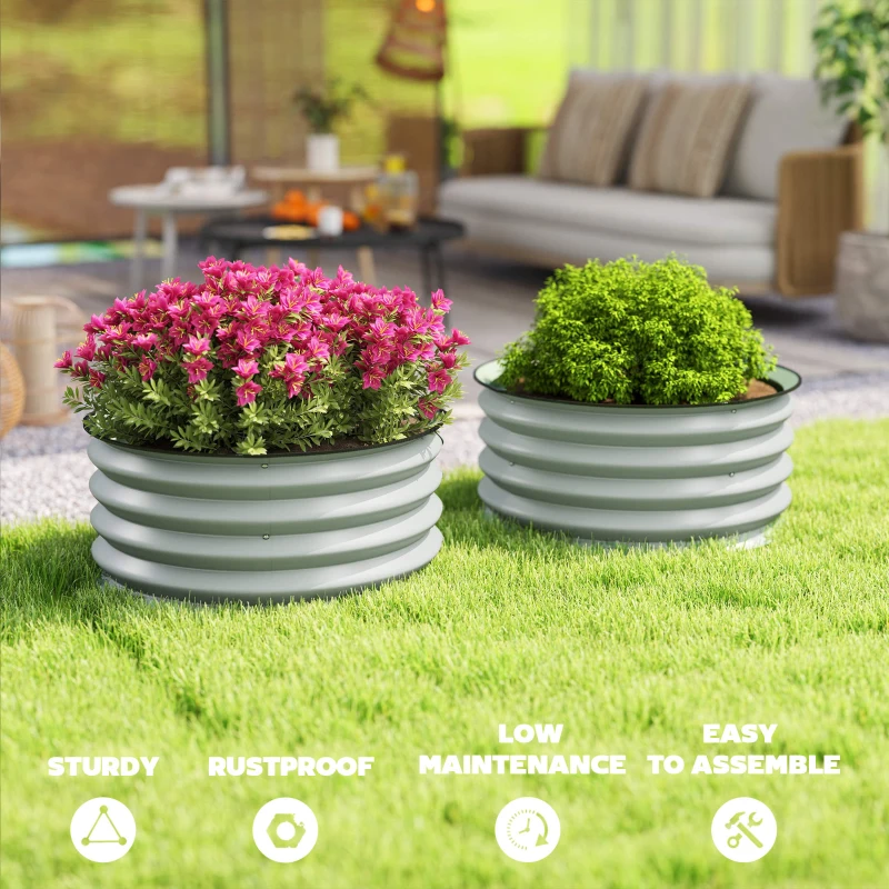 Zestaw 2 metalowych podniesionych grządek, ogrodowych kwietników