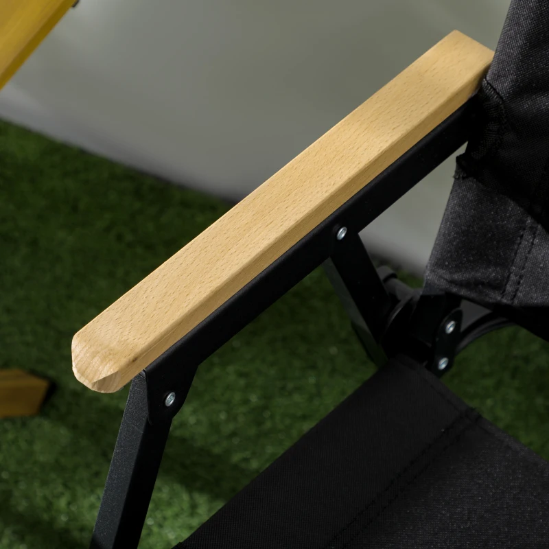 Fotel campingowy 2 szt., składany, stalowa rama, czarny