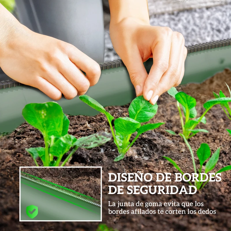 Outsunny Jardinera Exterior Grande de Acero Galvanizado con Base Abierta Bordes de Seguridad Fácil Montaje 150x62x30 cm Verde