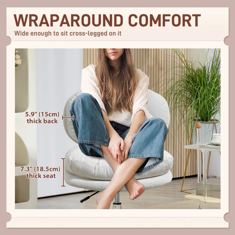 HOMCOM Armless Office Chair, Comfortable Desk Chair with Wide Padded Seat and Adjustable Height, Grey