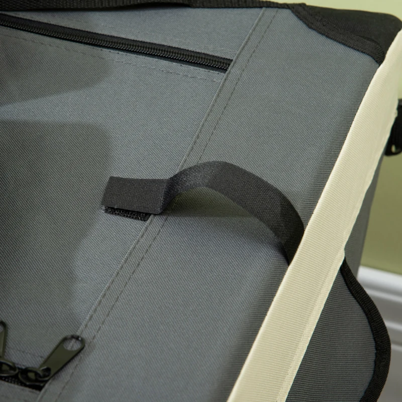 PawHut Torba dla psa Torba transportowa Składana skrzynia dla psa z poduszką Torba na nosidełko dla małych psów Torba podróżna Plecak dla zwierząt Outdoor Oxford Tkanina szara+czarny 70 x 51 x 50 cm