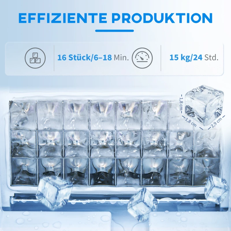 Maszyna do lodu 15 kg/24h, zbiornik 1,5L, czarna