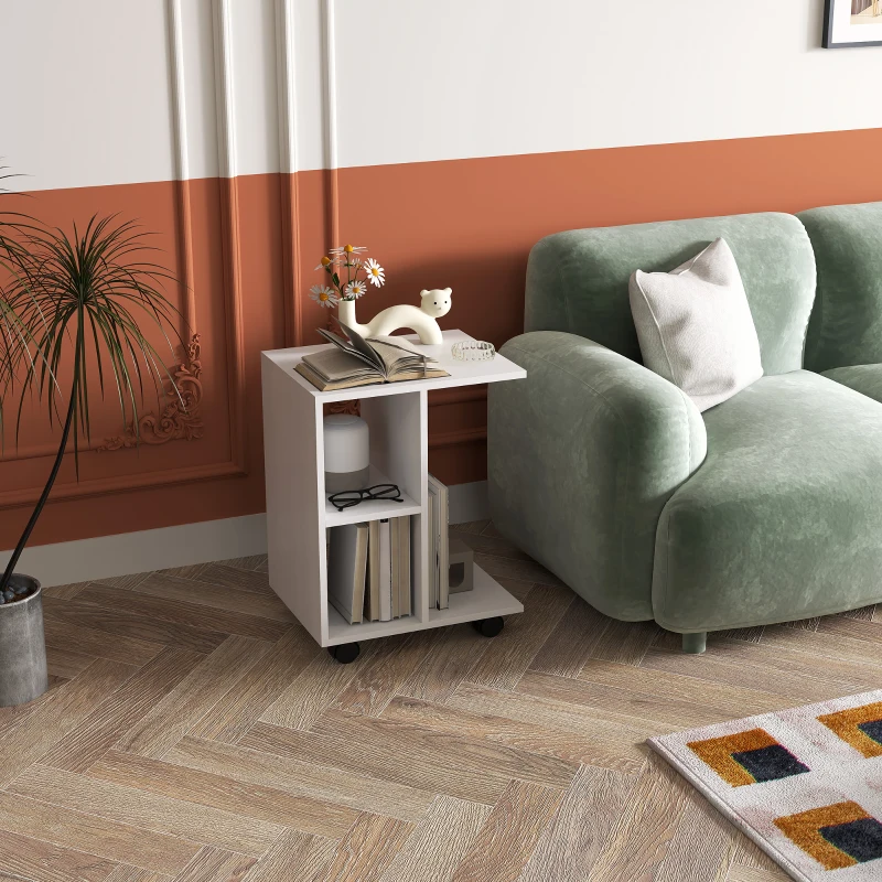 HOMCOM bijzettafel in C-vorm, koffietafel, salontafel, statafel, hoekschrijftafel, E1 spaanplaat, zwart, 45 x 35 x 58 cm