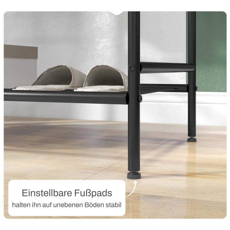 Wieszak na ubrania z 2 drążkami i półką, czarny