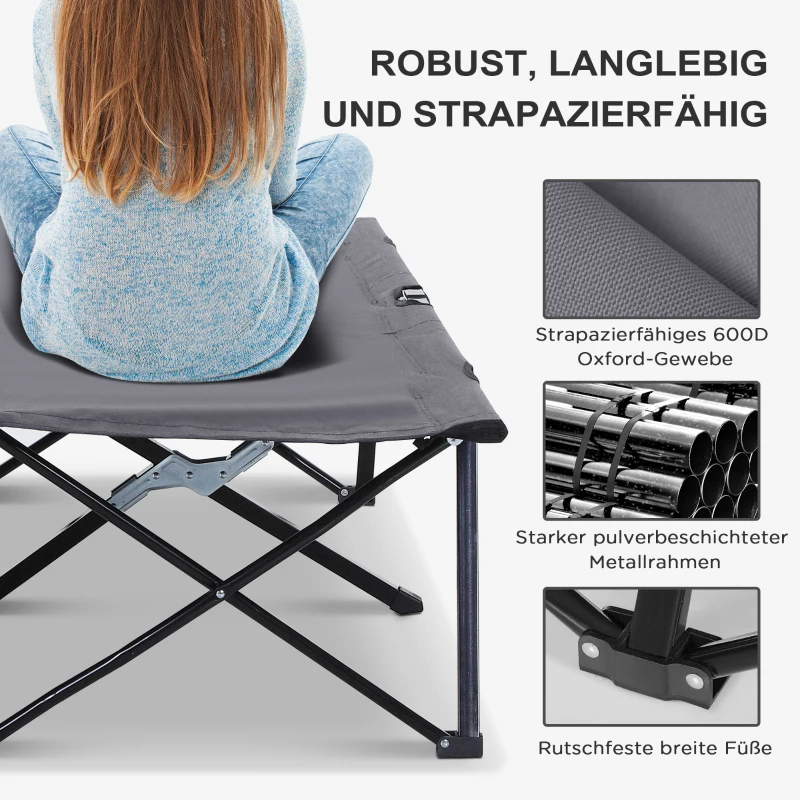 Outsunny campingbed opklapbaar voor 2 personen campingbed opklapbed met draagtas tot 136 kg draagvermogen staal oxford blauw + zwart 193 x 125 x 40 cm