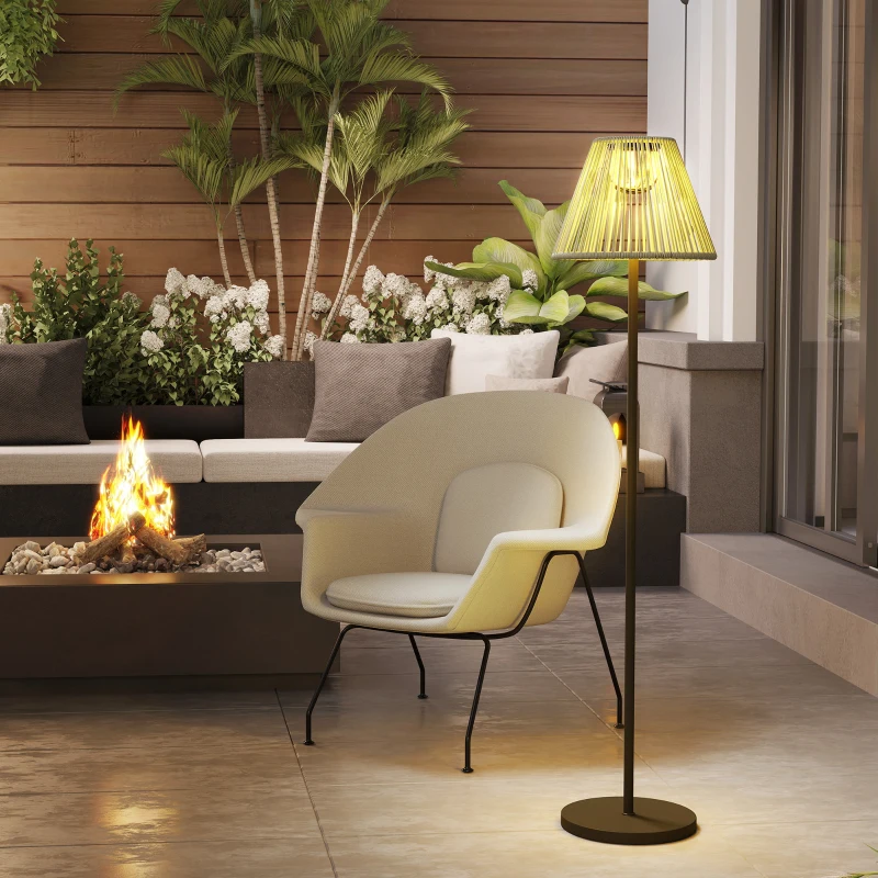 Lampa solarna z rattanu, czujnik światła, 25 LED, IP44