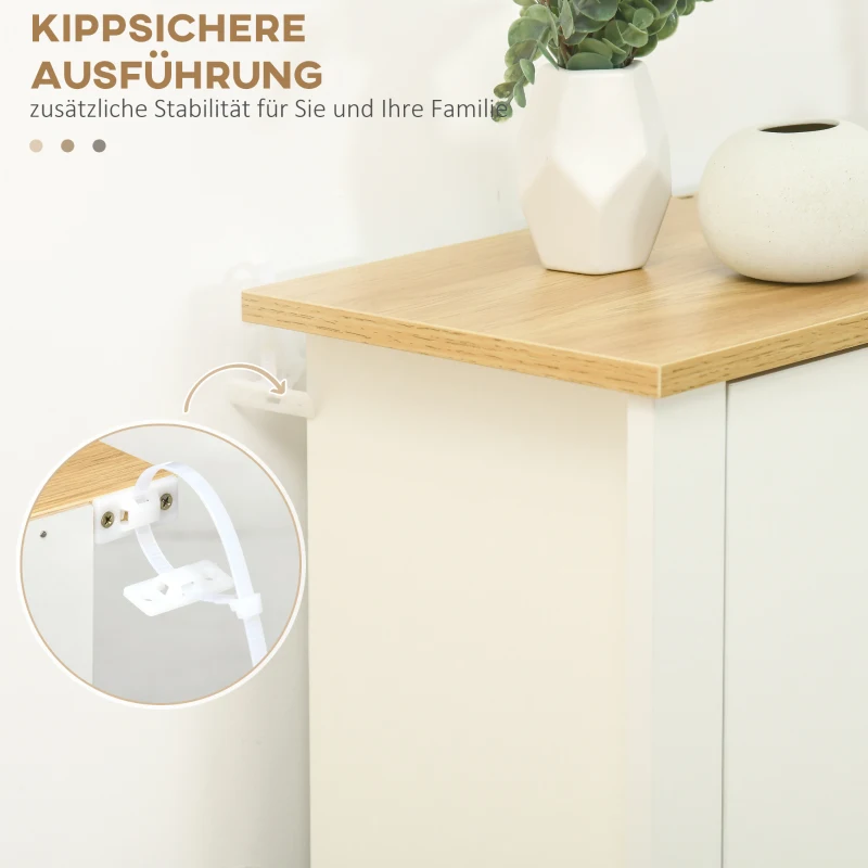 Szafka na buty z szufladą, na 18 par, Biała + Naturalna