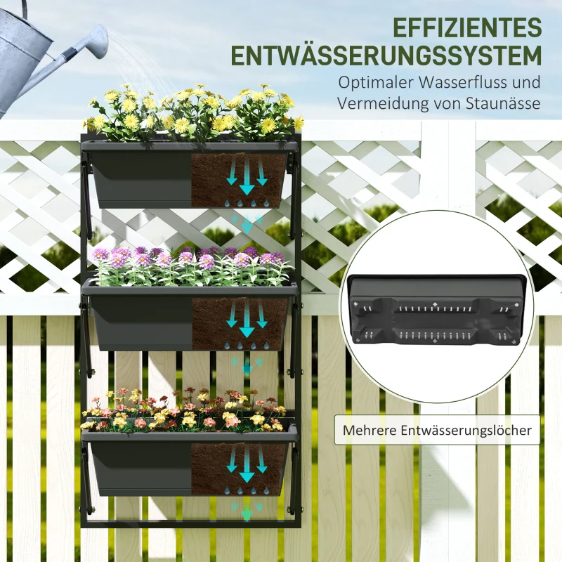 Zestaw 3 doniczek z otworami, 56x42 cm, kwietniki