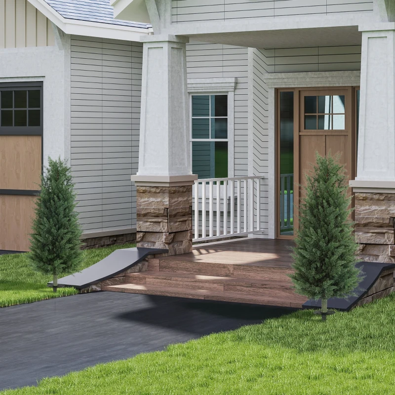 HOMCOM Set of 2 Decorative Artificial Plant, Cypress Tree with 831 Leaves and Ground Stakes, UV Resistant, Fake Plant for Home Indoor Decor, 100 cm