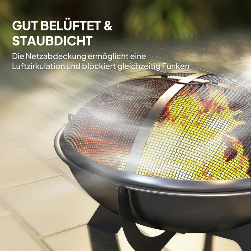 Okrągła misa na ognisko Ø54cm, metalowa, z osłoną na iskry