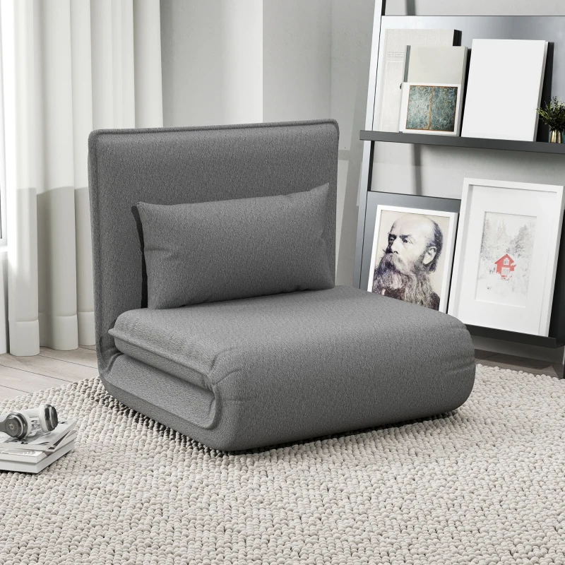 Sofa 3 w 1 HOMCOM, rozkładane, tapicerowane, ciemnoszare