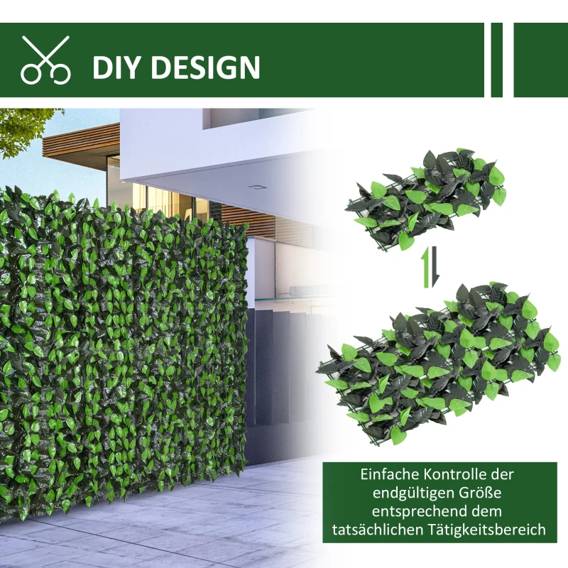 Sztuczny żywopłot bluszczowy, ochrona UV, zielony