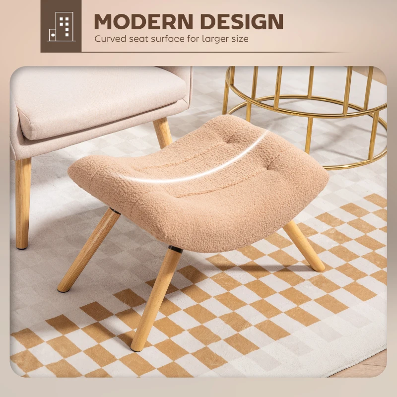 HOMCOM Taboret siedziskowy, taboret z polaru berberyjskiego, obciążalność do 120 kg, do salonu, sypialni, 67 x 45 x 38 cm, Brązowy