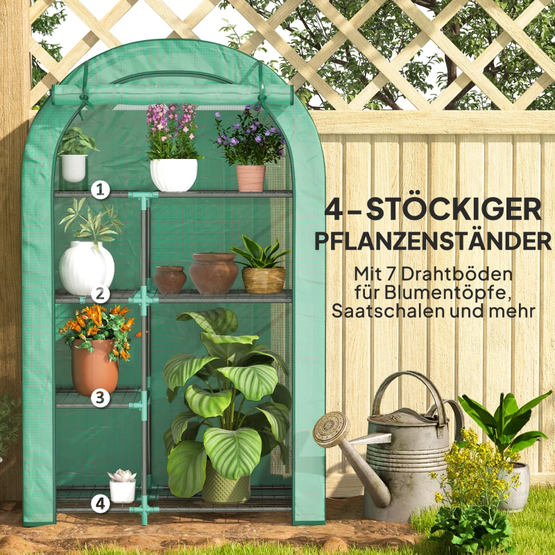 Szklarnia z rolowanymi drzwiami, regały, stalowa, zimowa